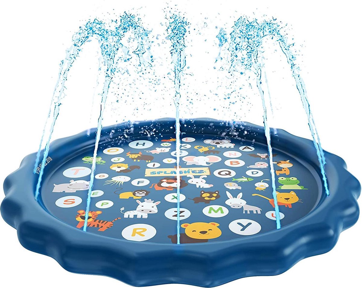 Mr Ros Water Speelmat met Fontein - Ø170 cm - Speelgoed Watermat voor Buiten - Playmat voor Baby, Peuter en Kleuter - Zwembad voor Kinderen - Zwembadje met Watersproeier