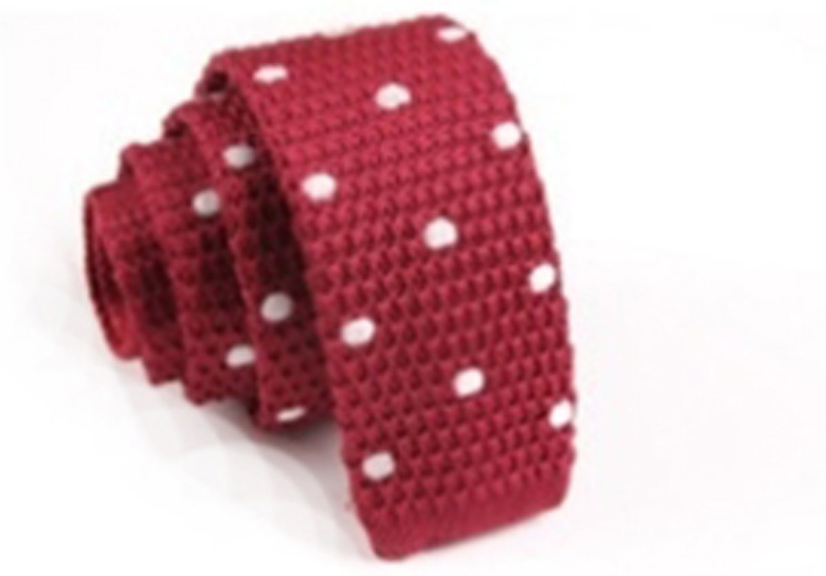 Mr. Pefe Italian Woven Tie Red with White Dots – Stropdas gevlochten Rood witte stip