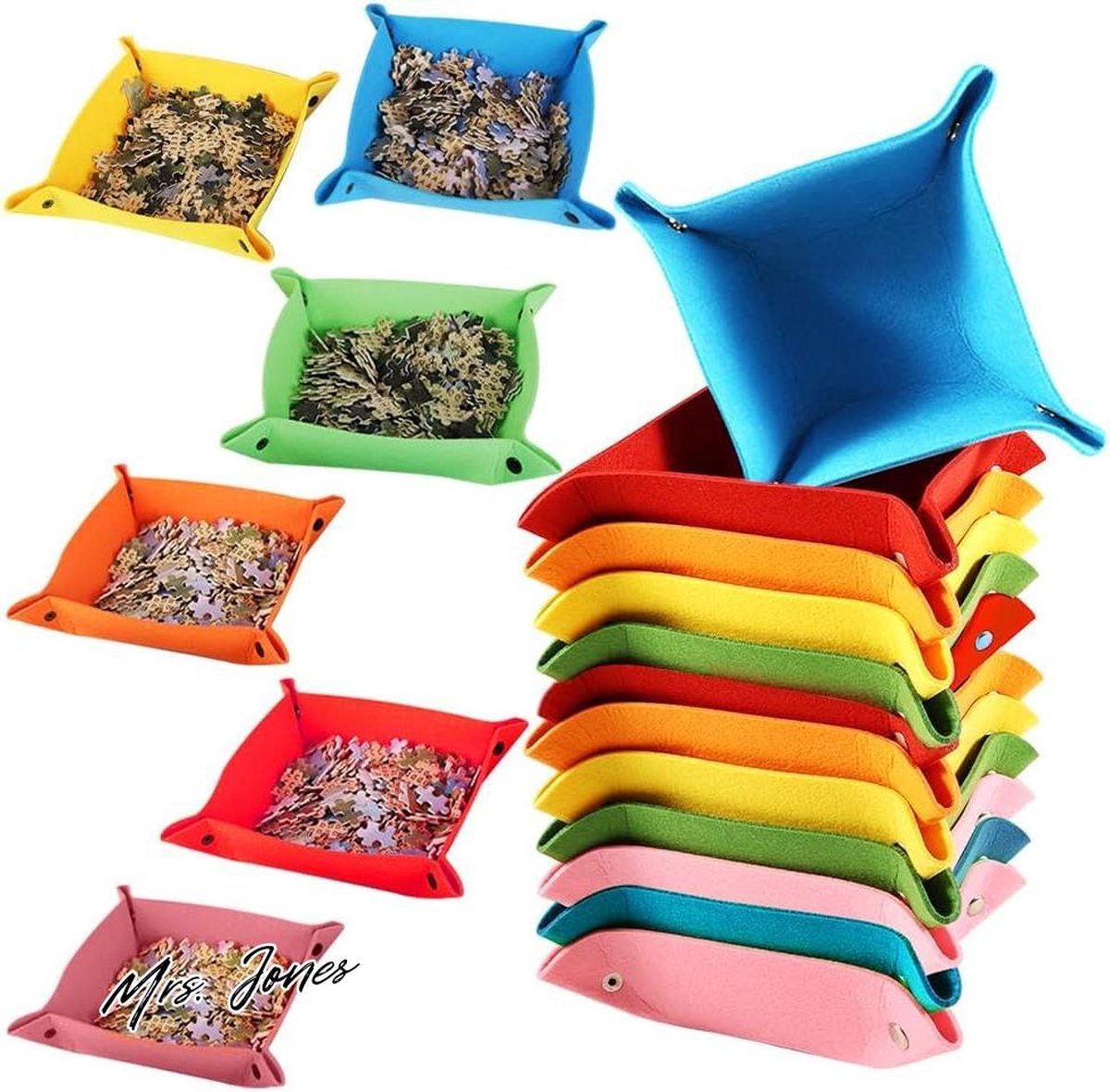   12 stuks kleurrijke puzzelsorteerder puzzelorganizer van vilt ruimtebesparende puzzelsorteerschalen puzzelopslag-accessoires .