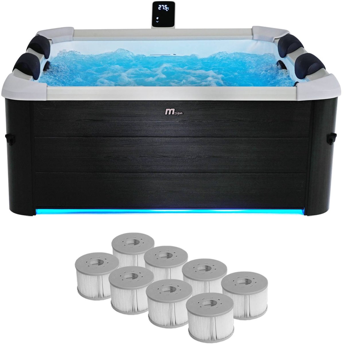 MSPA - SPA OSLO + 8 SPA FILTERS -   6-persoons vaste spa 4 hydromassagekussens, 8 filters en hoes inbegrepen 160 cm x 65 cm