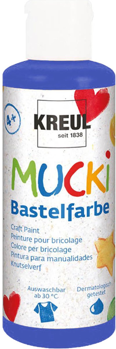 MUCKI Blauwe Knutselverf - 80ml - Dermatologisch getest, parabenenvrij, glutenvrij, lactosevrij, veganistisch