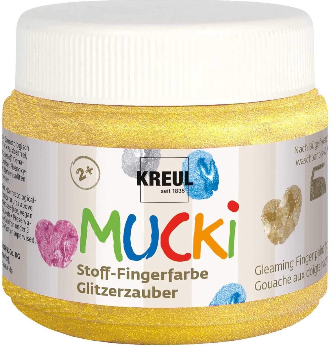 MUCKI Glitter Gouden Textiel Vingerverf – 150ml per stuk