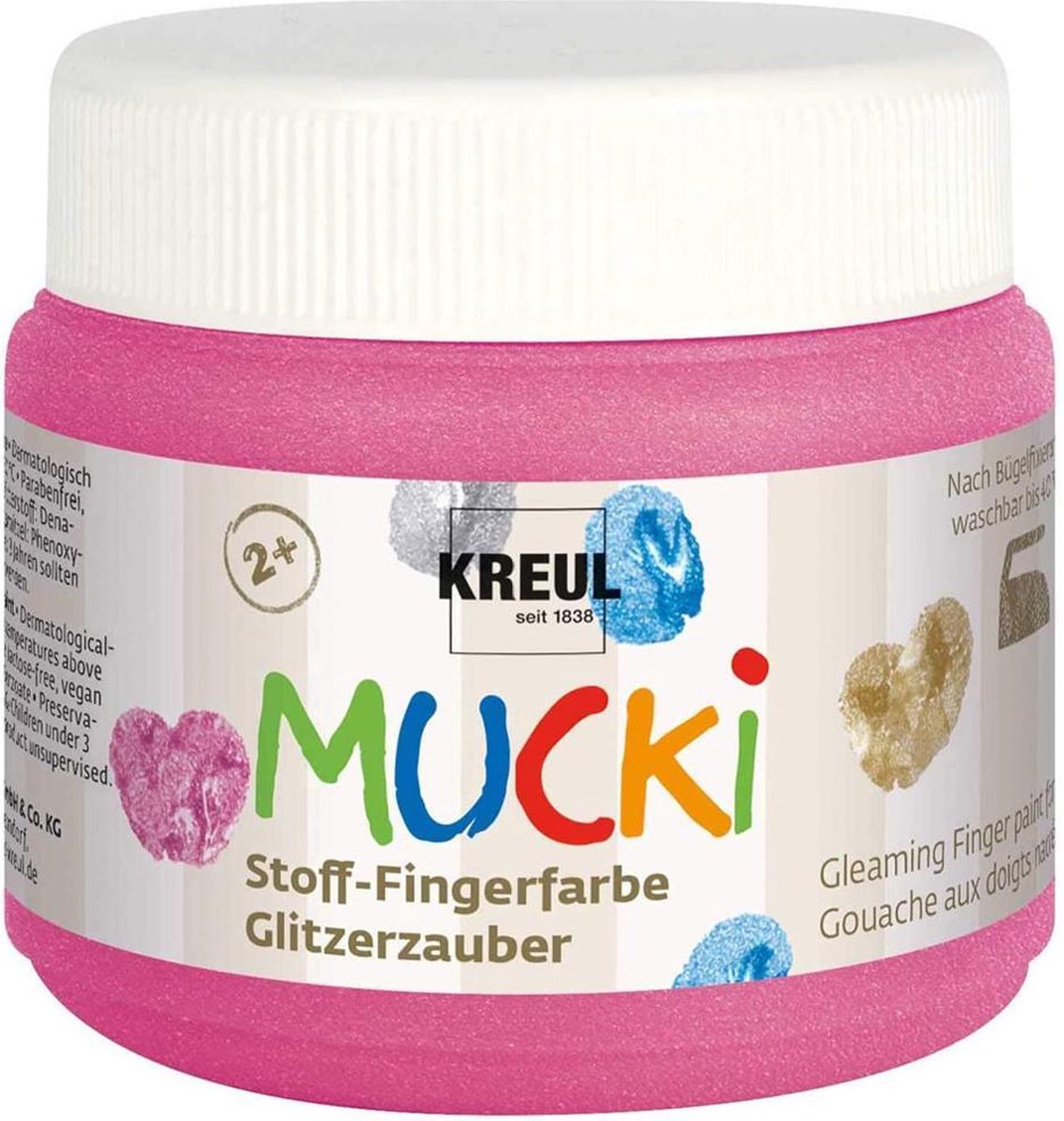 MUCKI Glitter Roze Textiel Vingerverf – 150ml per stuk