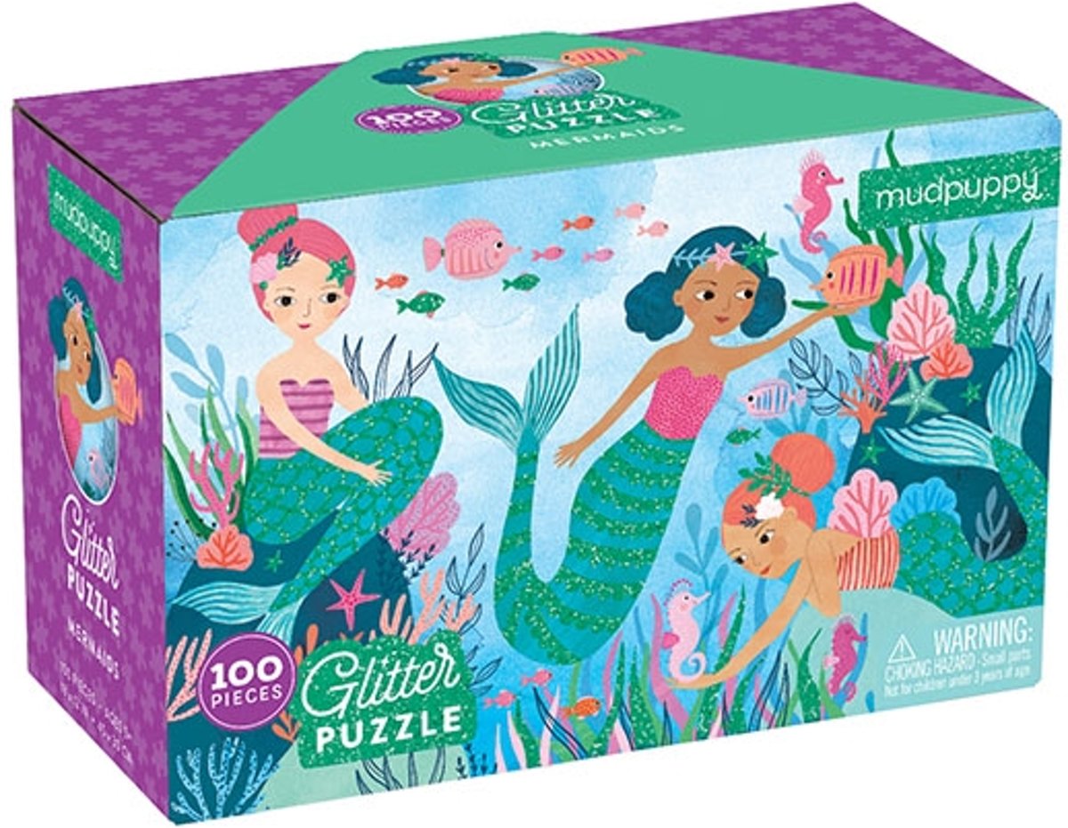 Mudpuppy 100 PC Glitter Puzzle - Mermaids