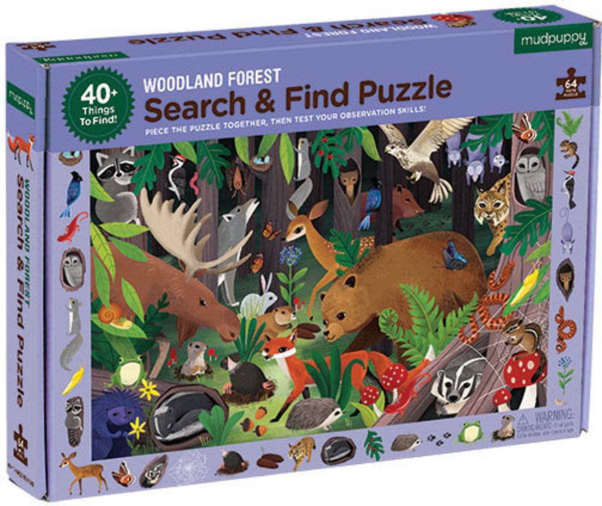 Mudpuppy Search & Find Puzzle - Woodland - 64pcs