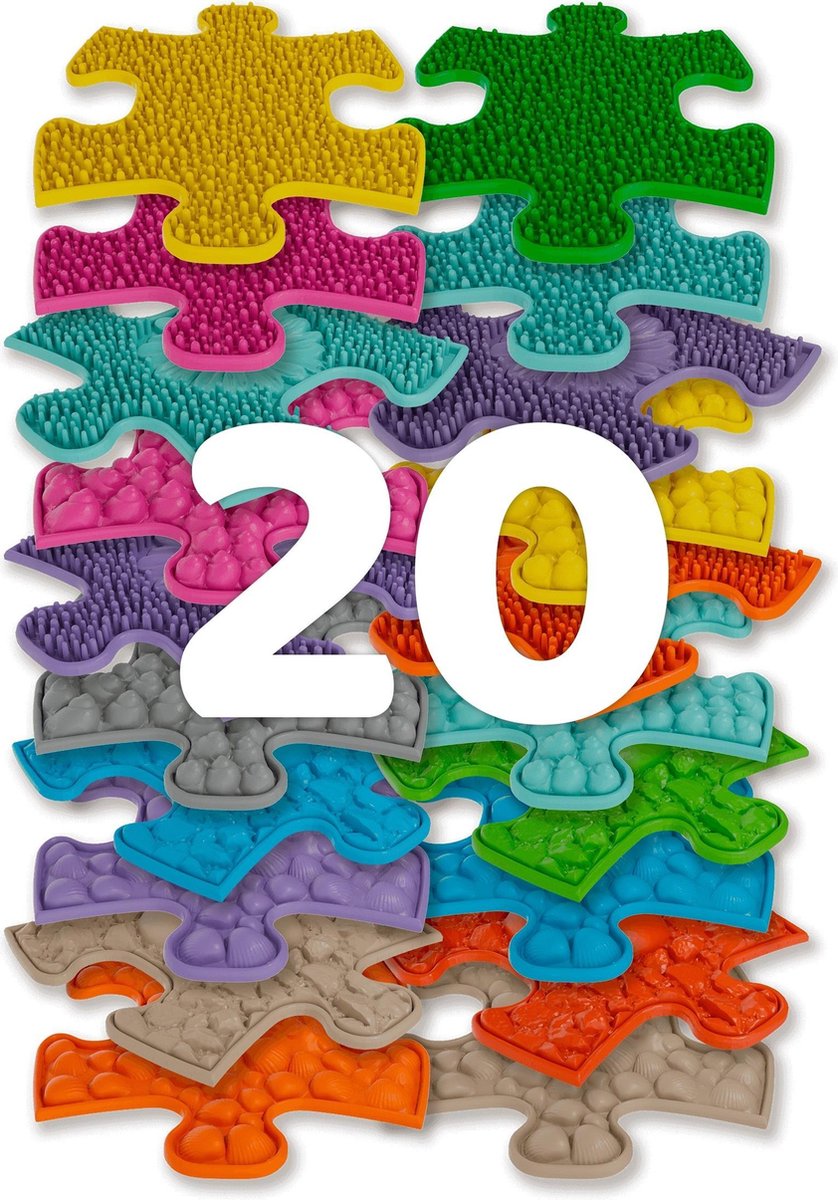   Sensorische Speelmatten, set van 20 mini puzzelstukjes