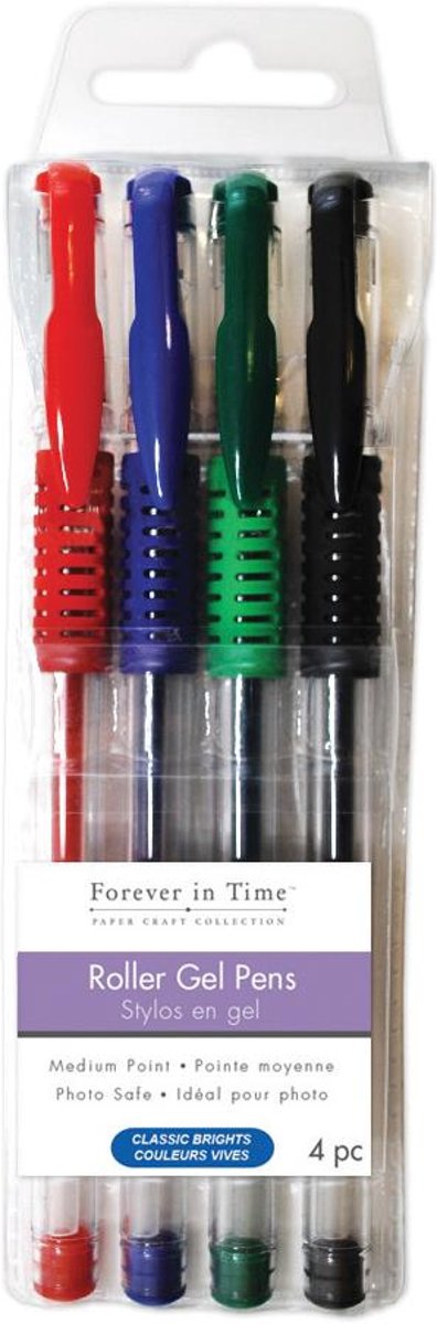   Roller gel pens, classic bright. Set van 4 medium punt