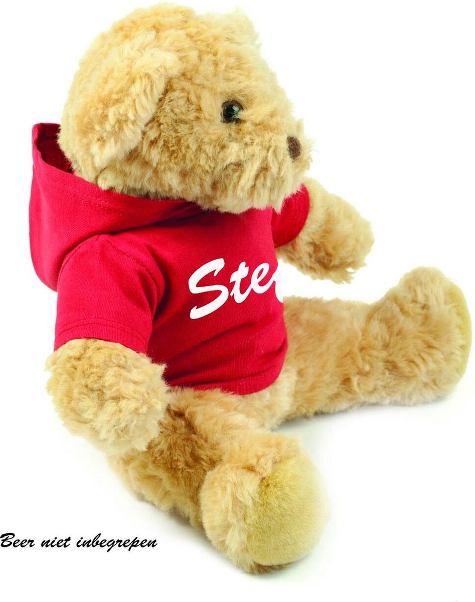 Teddy Hoodie rood maat L met naam of eigen tekst