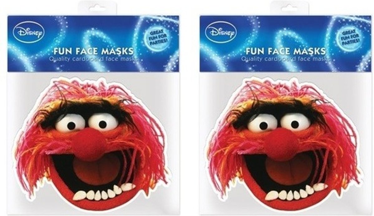 2x Animal Muppetshow maskers - Muppet thema verkleed maskers voor kinderen en volwassenen