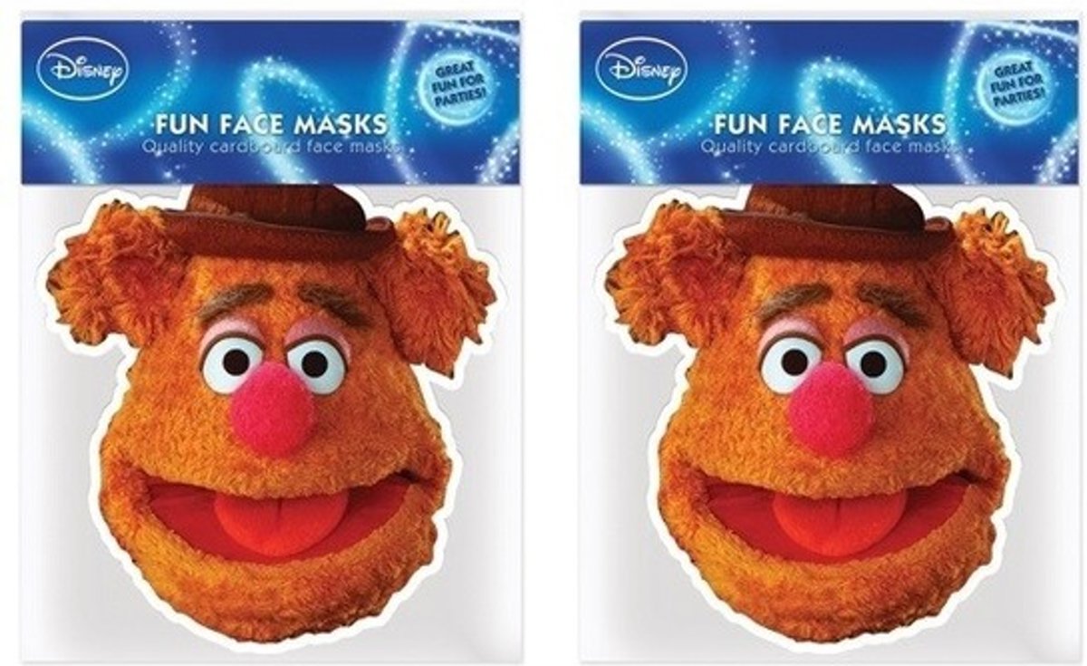 2x Fozzy Beer Muppetshow maskers - Muppet thema verkleed maskers voor kinderen en volwassenen