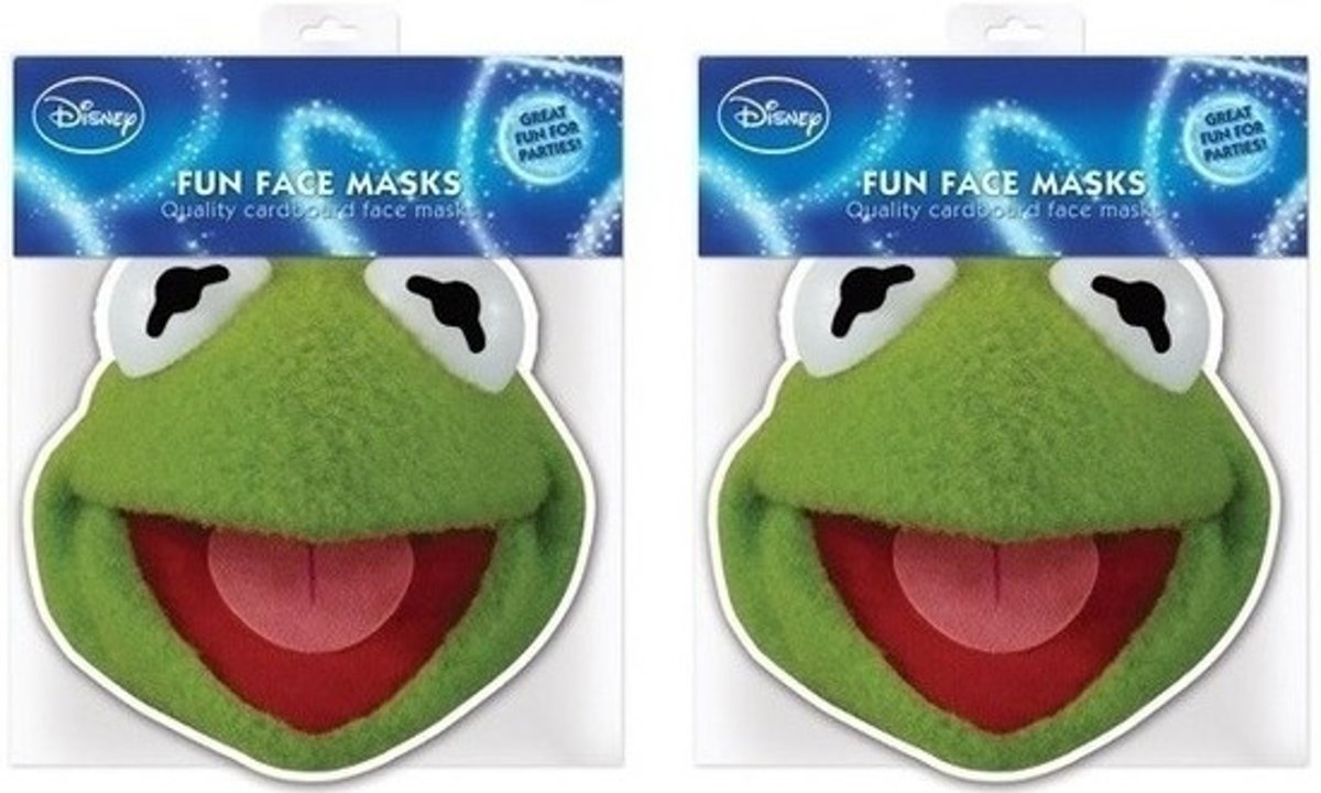 2x Kermit de kikker maskers - Muppet show - Verkleed maskers voor kinderen en volwassenen