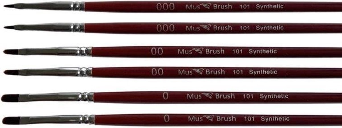 MusBrush Serie 101 - 6 delig - Kattentong - Schilderpenseel - Penselenset