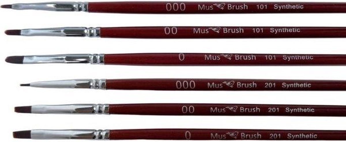 MusBrush Serie 201 & 101 - 6 delig - Schilderpenseel - Penselenset