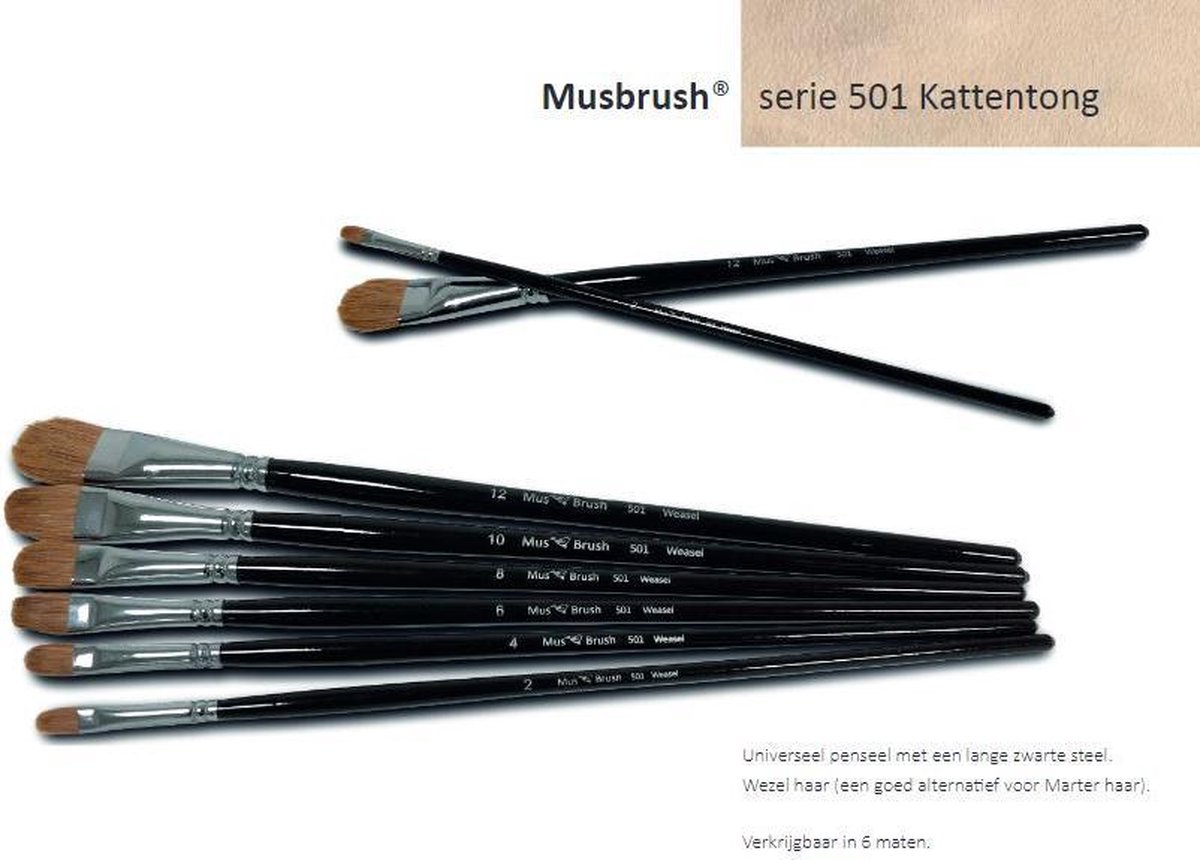 MusBrush Serie 501 Kattentong -set- 6 delig