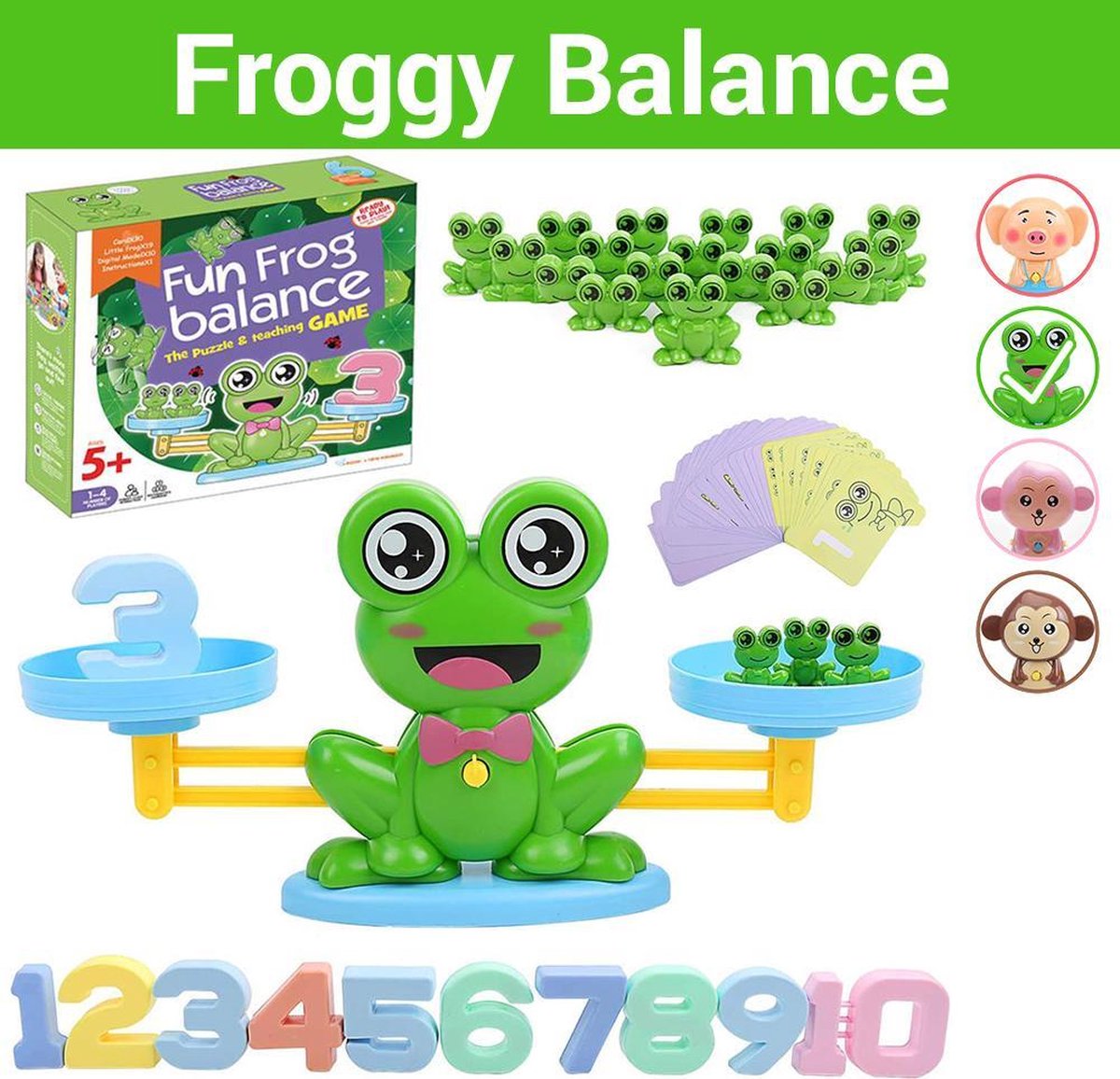 Frog Balance Game - Balansspel - Leren Rekenen - Speelgoed Meisjes 4 Jaar - Speelgoed Jongens 4 Jaar