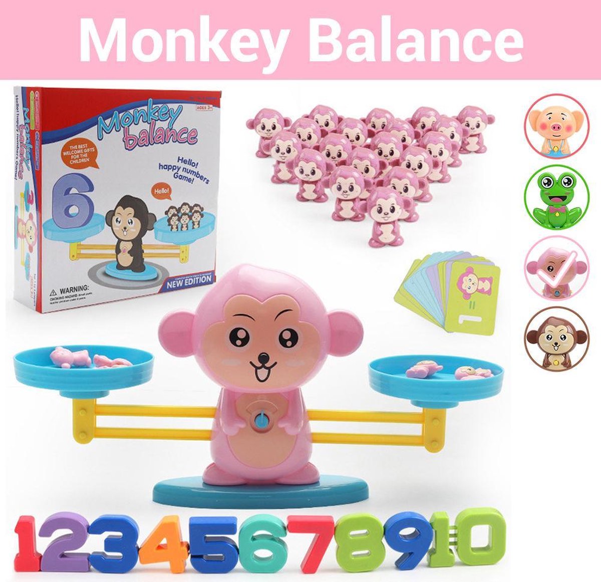 Monkey Balance Game “Roze” - Speelgoed Meisjes - Ik Leer Rekenen - Weegschaal Speelgoed