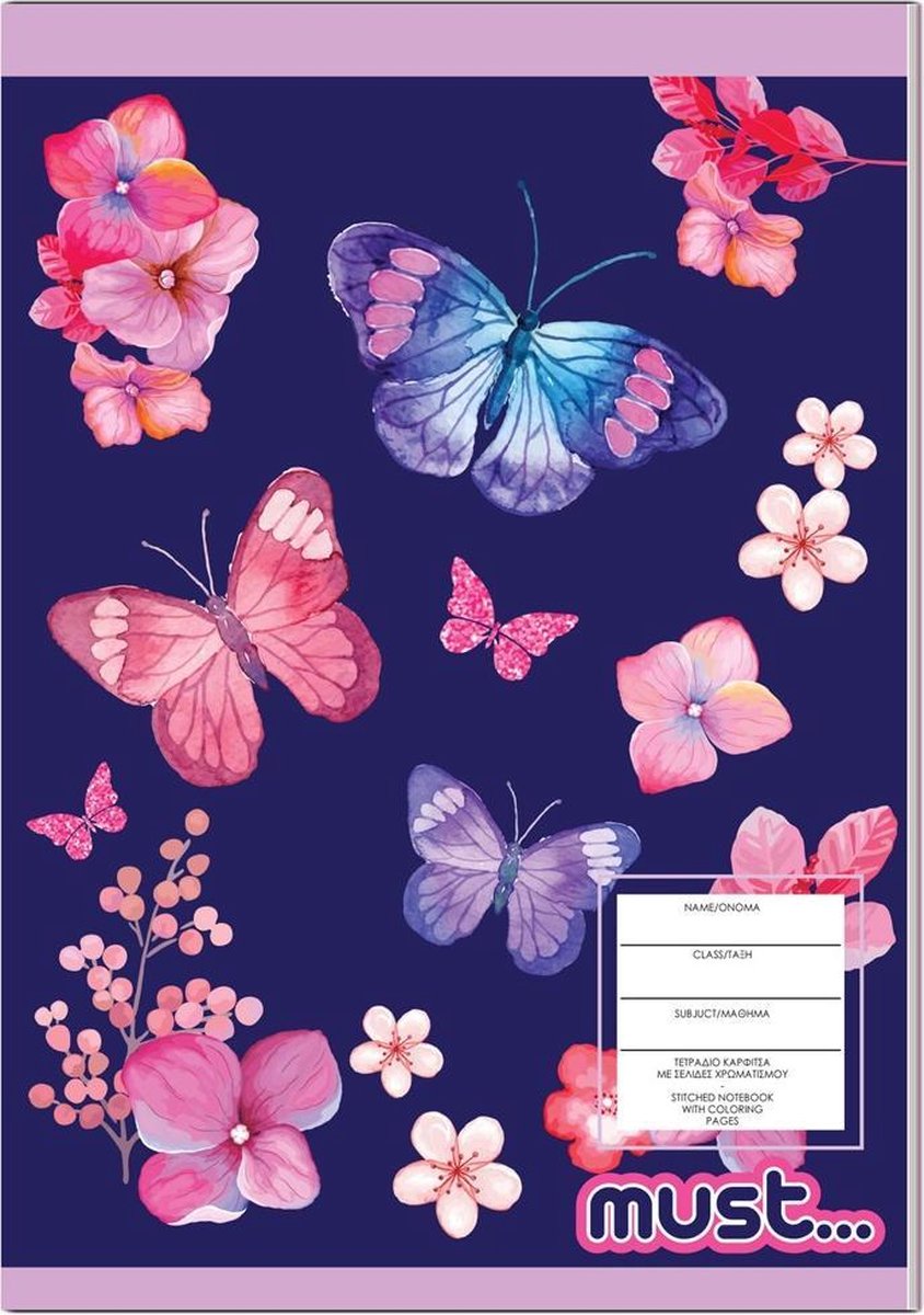 Must Kleur- En Notitieblok Butterfly 17 X 24 Cm Papier Paars