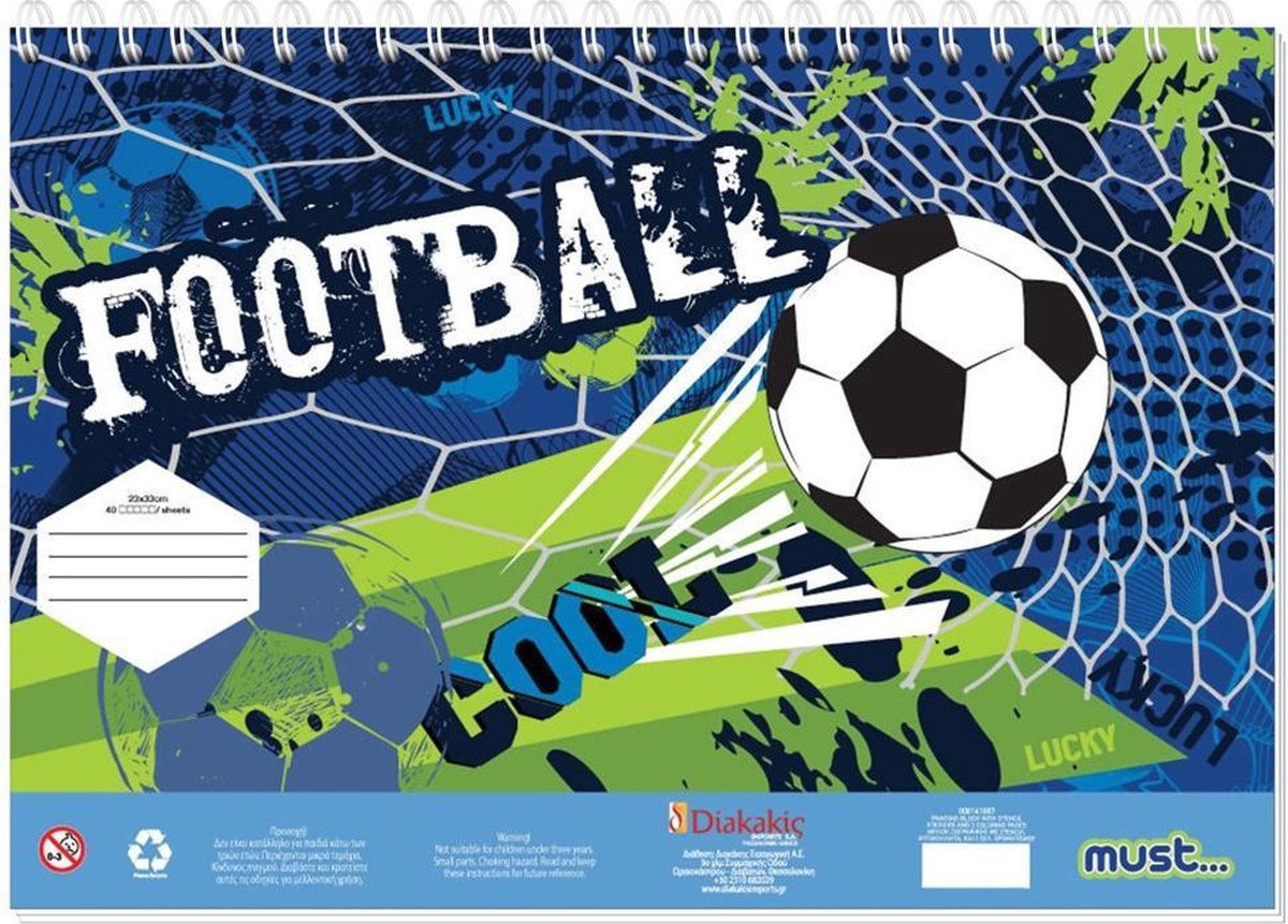 Must Kleur- En Schilderblok Football 23 X 33 Cm Blauw/groen