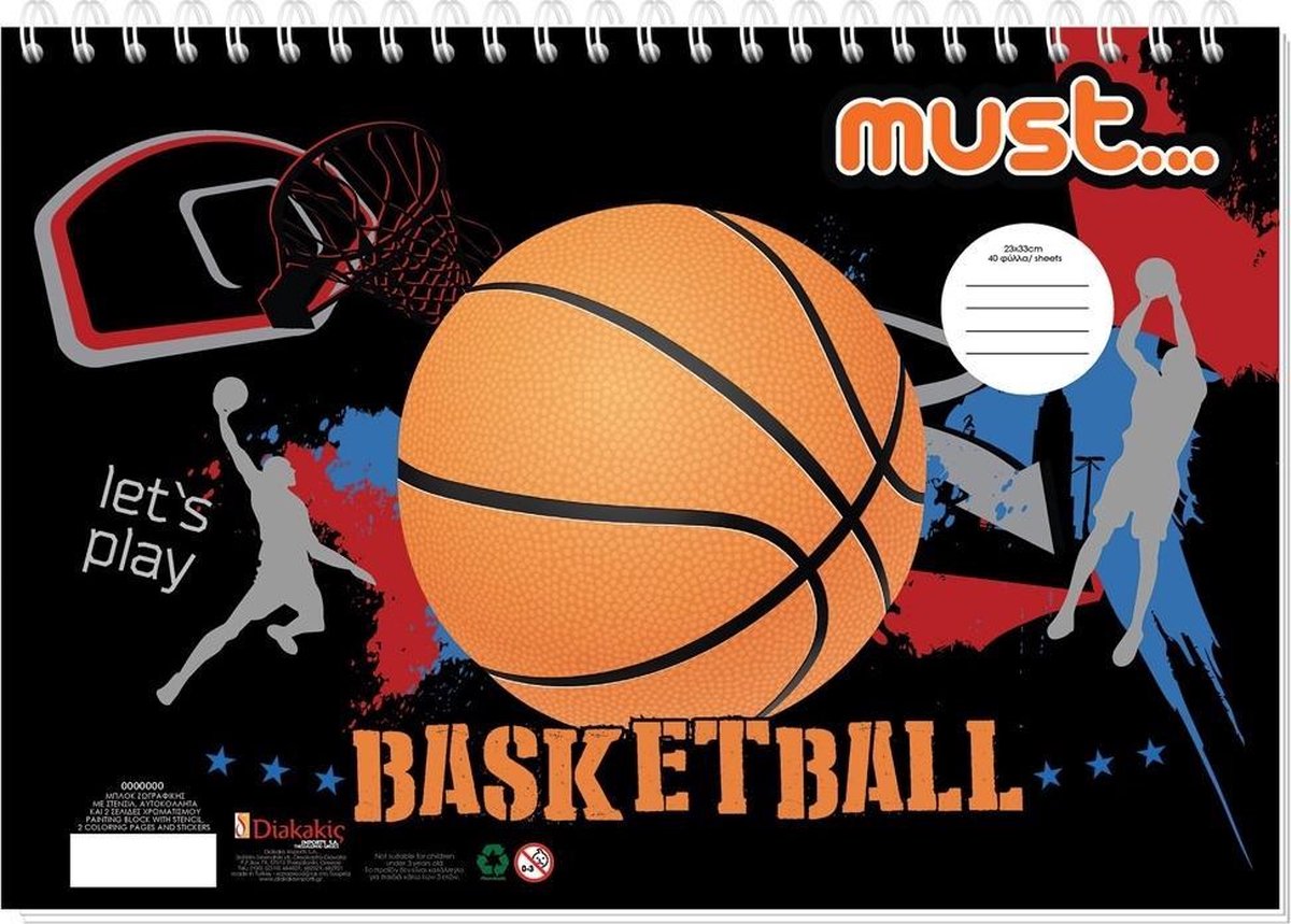 Must Sticker- En Kleurboek Basketball Papier Zwart 40 Paginas