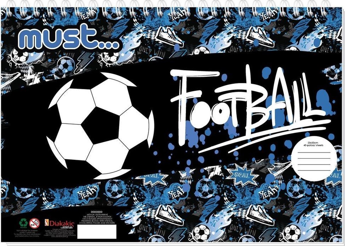 Must Sticker- En Kleurboek Football Papier Zwart 40 Paginas