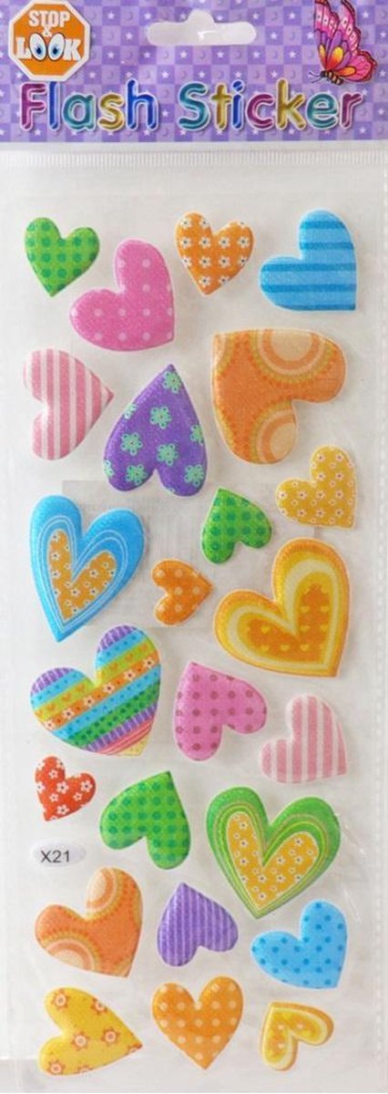 Must Stickervel Flash Hearts Meisjes 10 X 19 Cm 21-delig