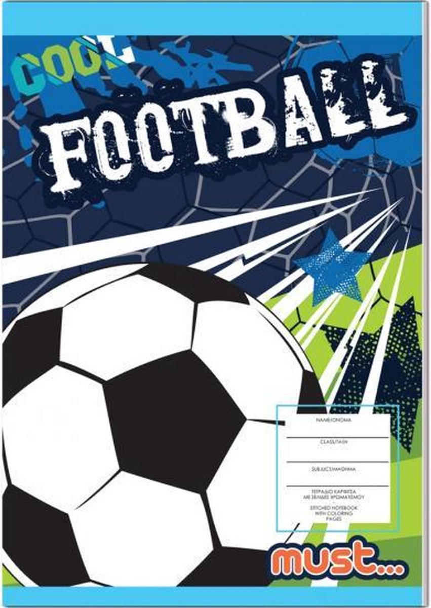 kleur- en notitieblok Football 17 x 24 cm papier blauw