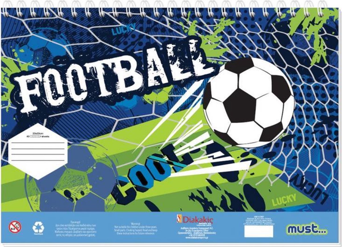 kleur- en schilderblok Football 23 x 33 cm blauw/groen