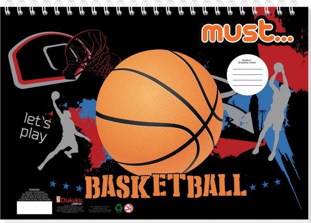 sticker- en kleurboek Basketball papier zwart 40 paginas