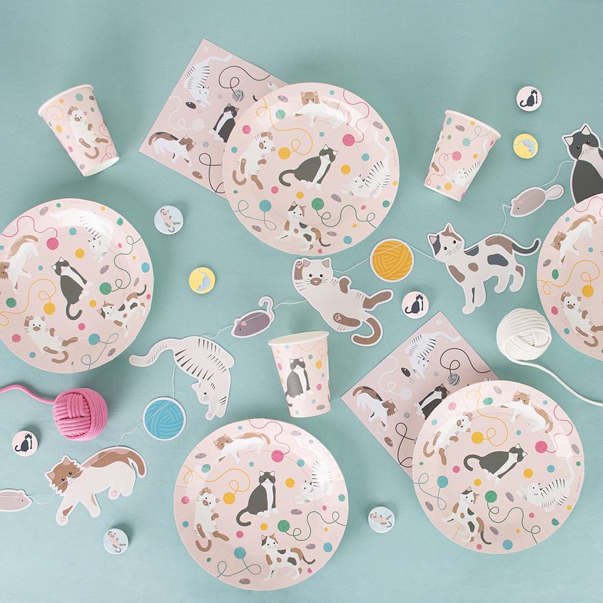 Papieren bordjes Kat - 8 stuks - 22 cm - themafeest - kinderfeest - poes - meow - bord - wegwerp