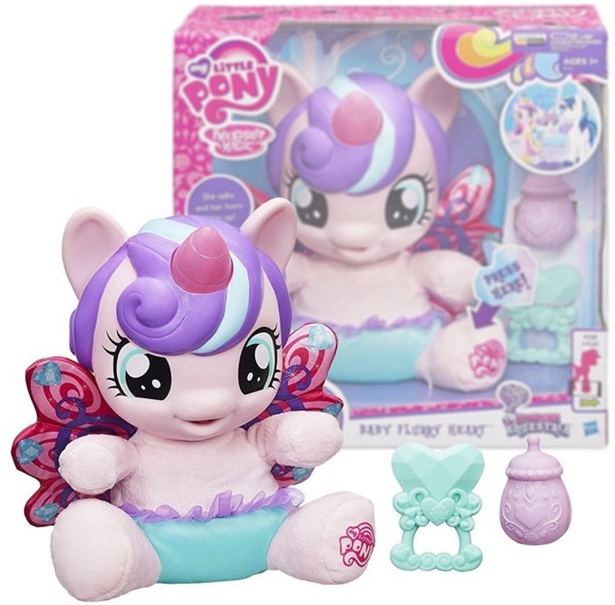 My LIttle Pony Explore Equistria Baby Flurry Heart met Licht en Geluid 32x33cm (Taal GRIEKS)