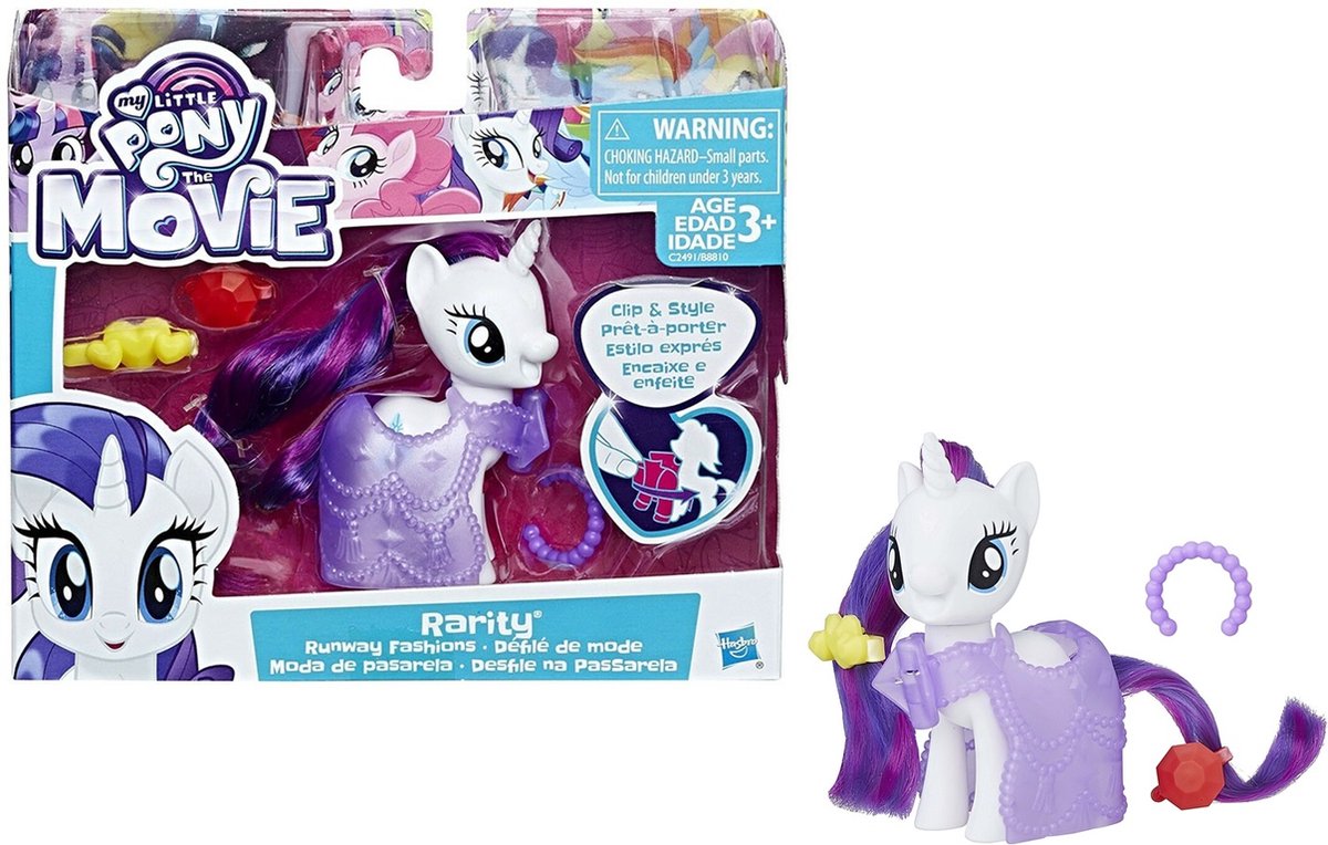 My Little Pony Clip Style Rarity speelfiguur - Met accessoires - 15 cm