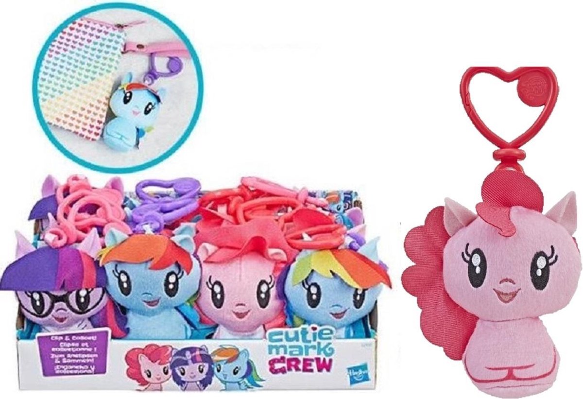 My Little Pony Pinkie Pie Pluche speelfiguur - Clipje voor schooltas - Sleutelhanger - 12 cm