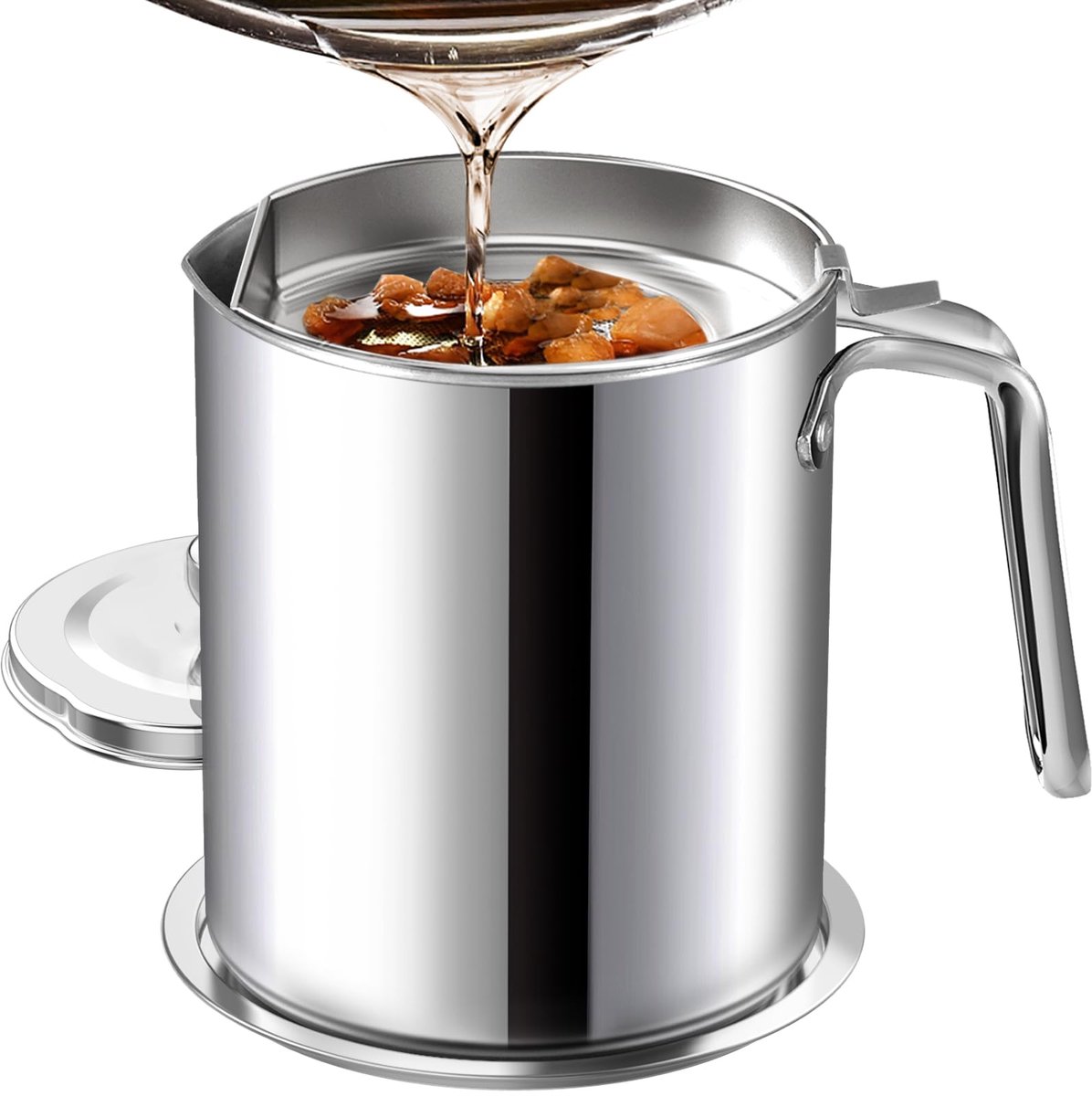   ® Roestvrijstalen Vetcontainer voor Keuken met Fijnmazige Zeef en Antislip Dienblad