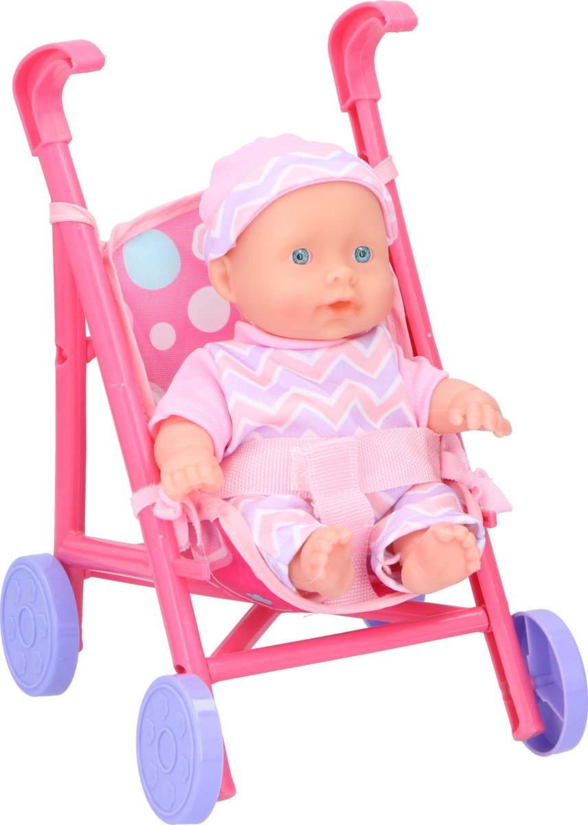 My Baby & Me Babypop in Buggy - 20 cm - 100% Polyester - Roze