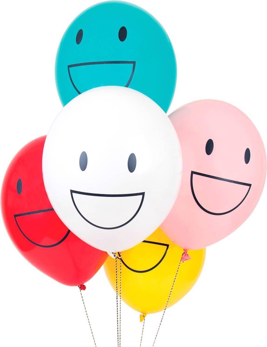 Ballonen Happy Faces 5 stuks latex