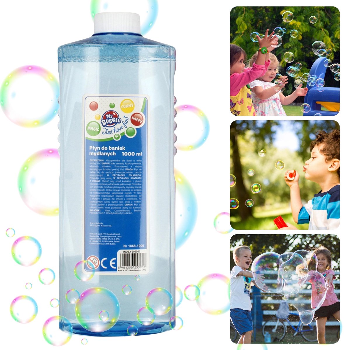 Zeepbel Vloeistof, Zeepbellen, GROTE CAPACITEIT 1L MY BUBBLE