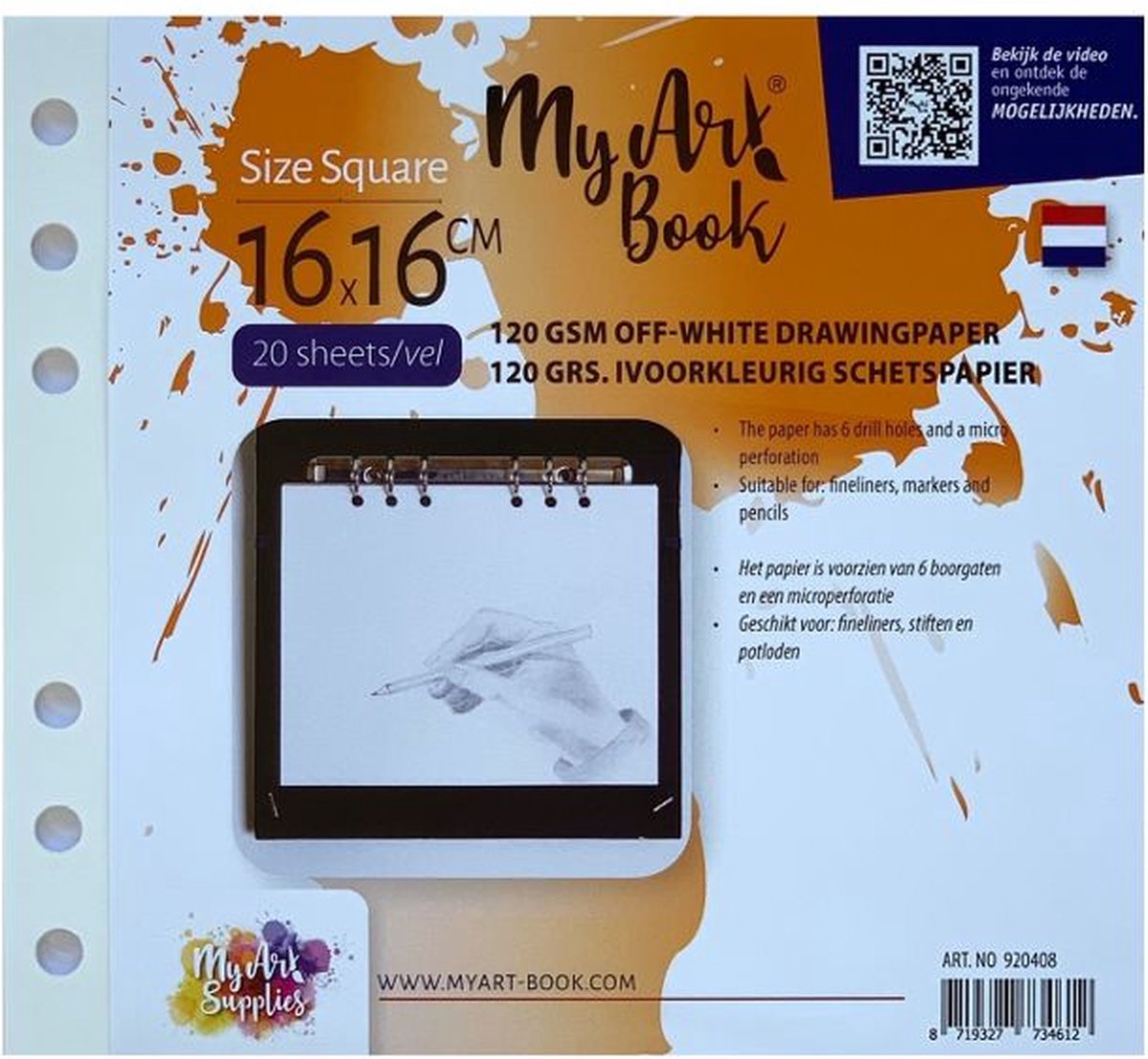 MyArtBook papier vierkant - gebroken wit tekenpapier 120g