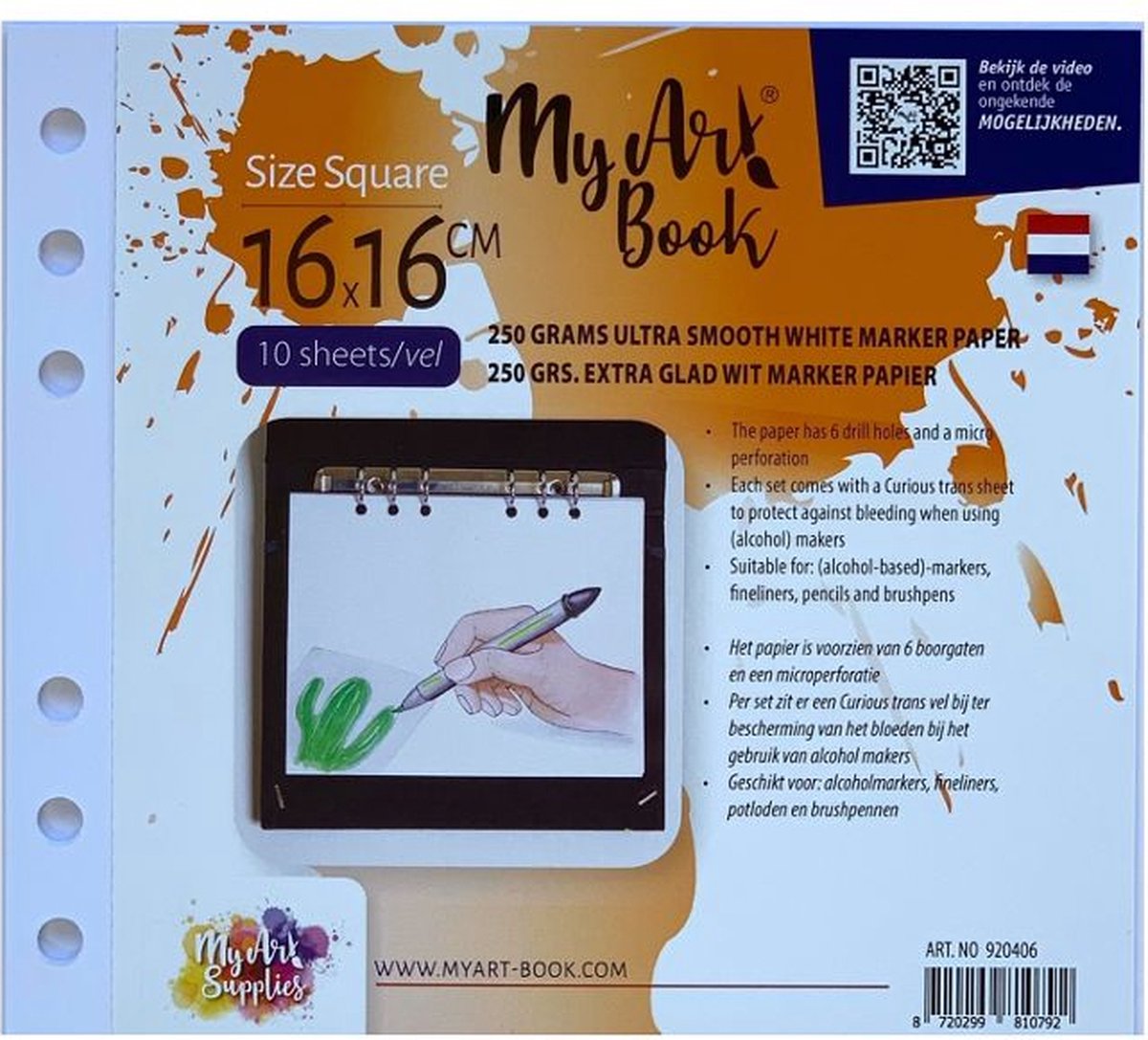 MyArtBook papier vierkant - ultrasmooth wit markerpapier 250g