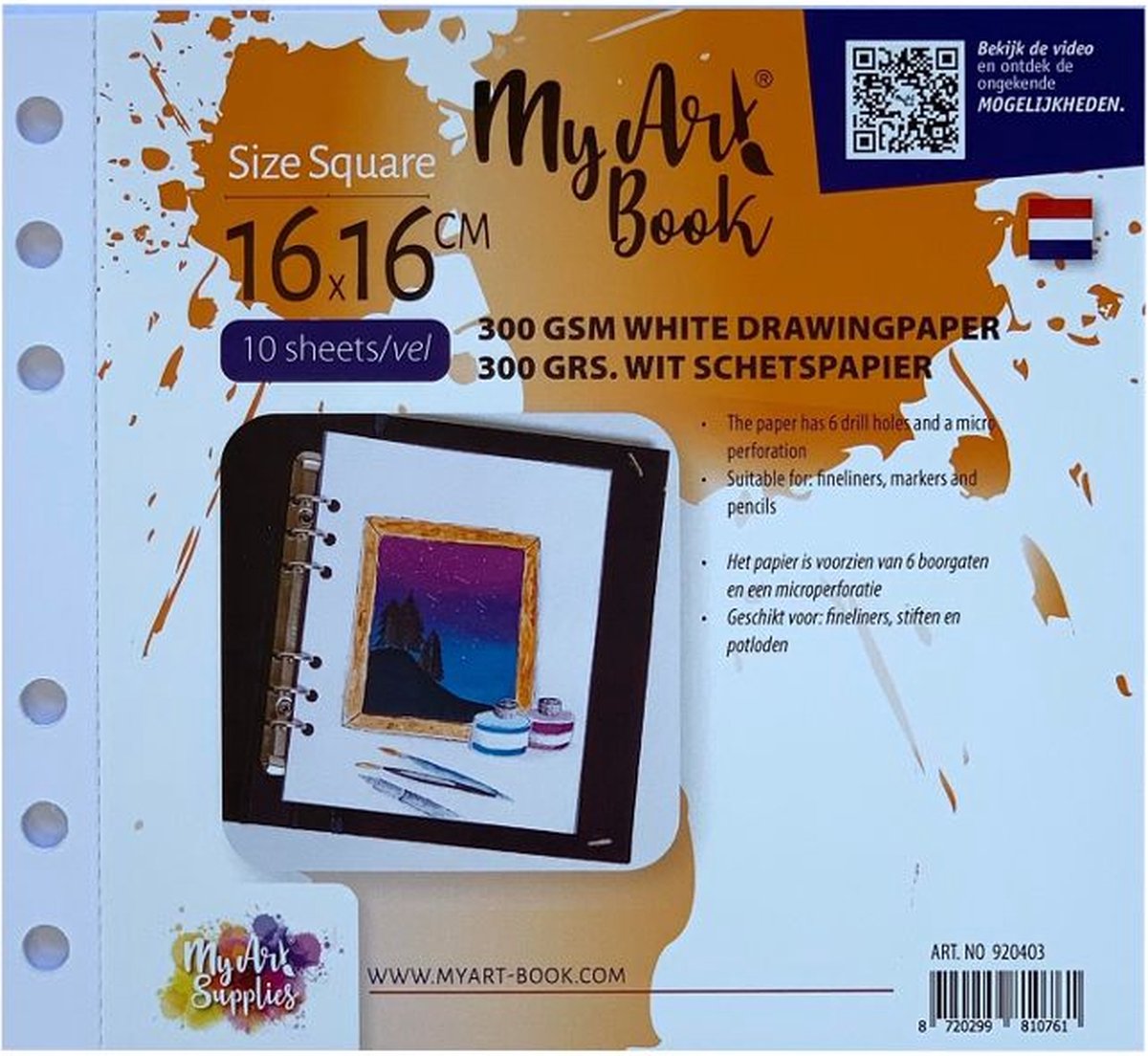 MyArtBook papier vierkant - wit papier 300g