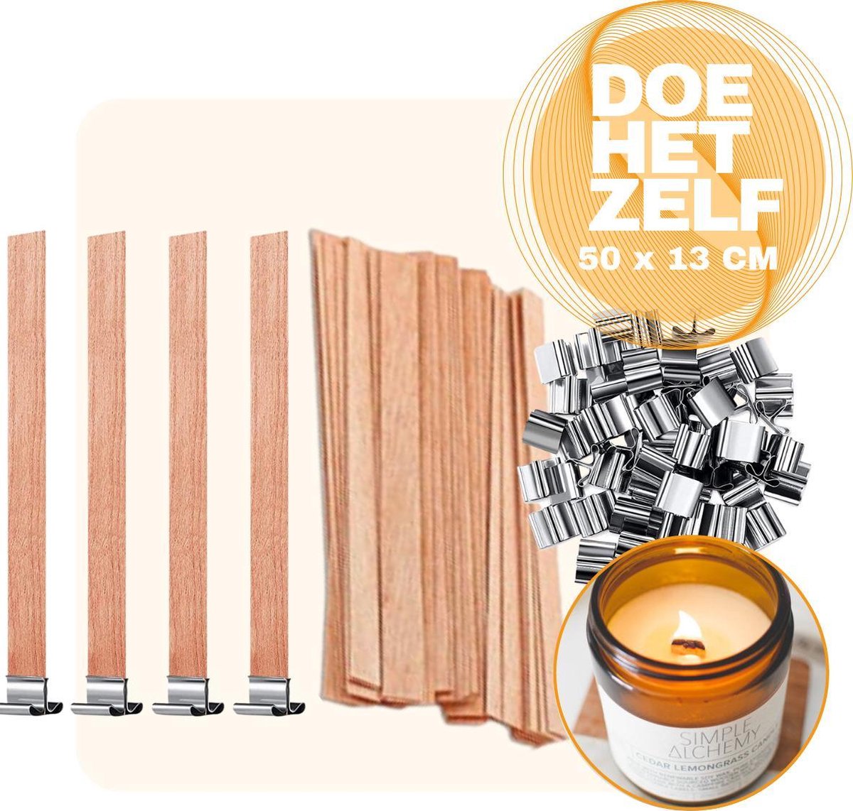 My Candles - Houten Kaarsenlonten 13 CM 50 stuks - Zelf (Geur)Kaarsen Maken - Oud Kaarsvet Hergebruiken - DIY - Volwassenen