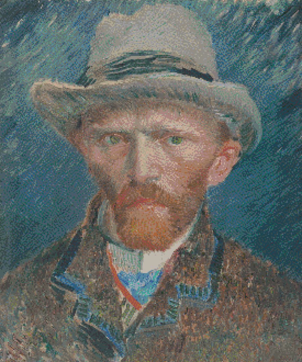 MyHobby Borduurpakket –  Zelfportret van Van Gogh 50×60 cm - Aida 5,5 steken/cm - 100% katoen