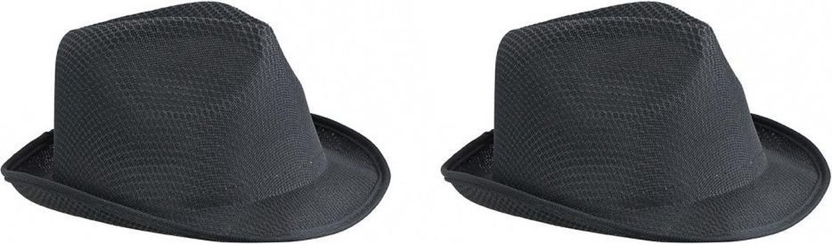 2x stuks trilby feesthoedje zwart voor volwassenen - Carnaval party verkleed hoeden