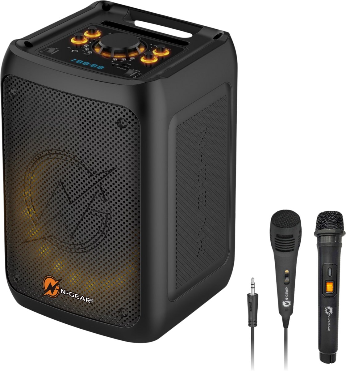   Flash Banger 777 - Karaoke Set met 2 Microfoons - Bluetooth Party Speaker - 160W - Lichtshow - Zwart