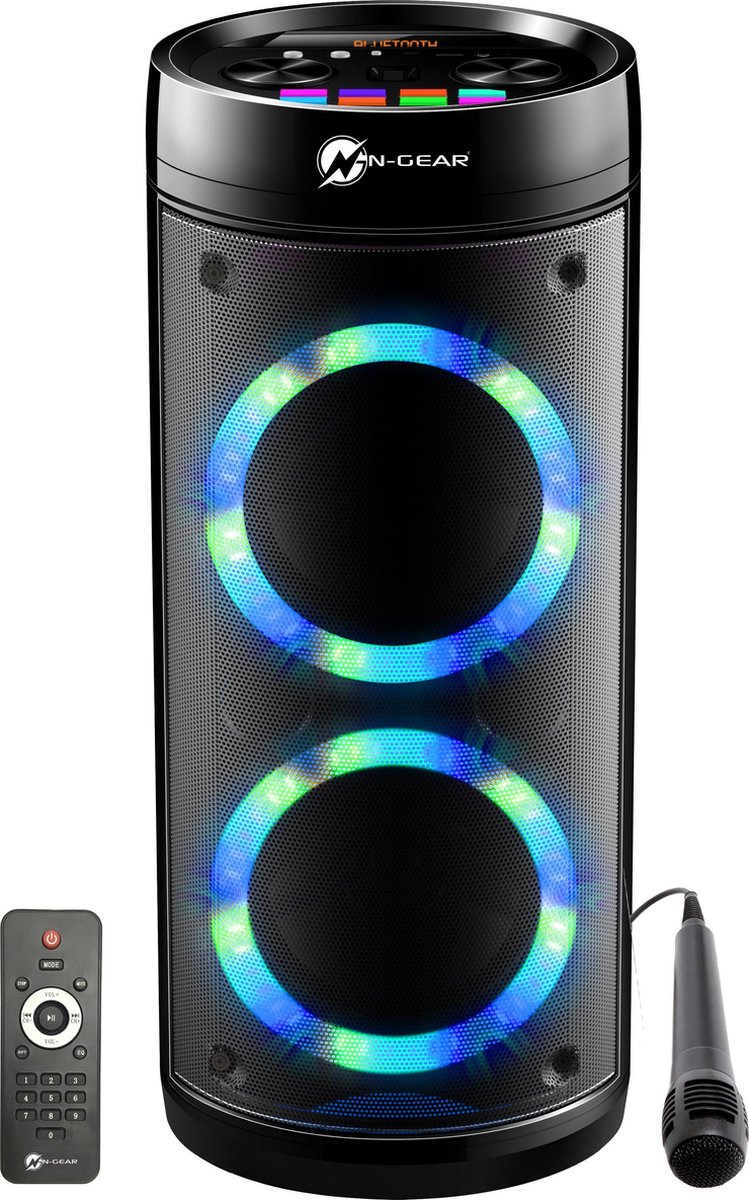   LGP 26R  - Draadloze Bluetooth Party Speaker - Karaoke set - 1 Microfoon - Discoverlichting