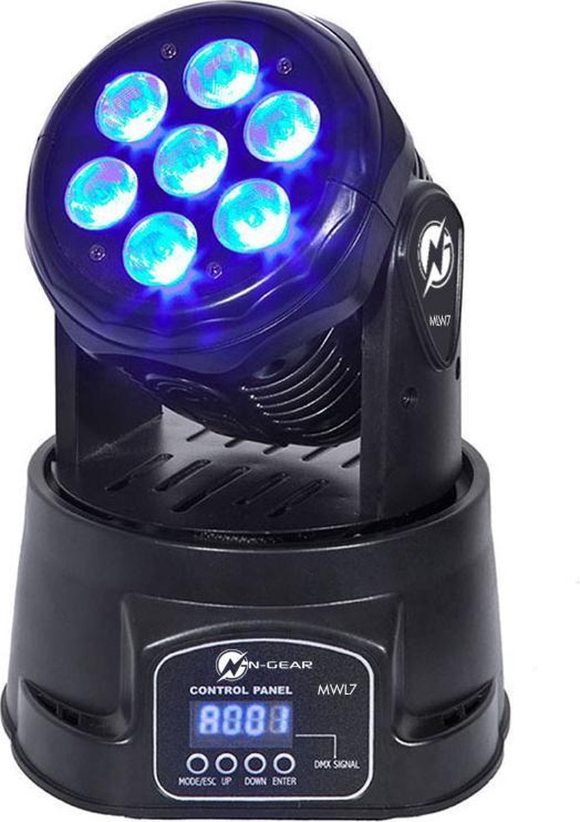 N-GEAR Move Wash Light 7 - Discolamp - Moving Head met Disco Licht Show