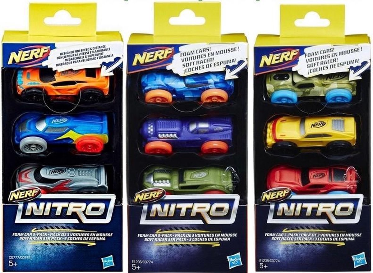 Nerf Nitro Foam Car Refill - Schuimautos 3 stuks navulling - assorti geleverd