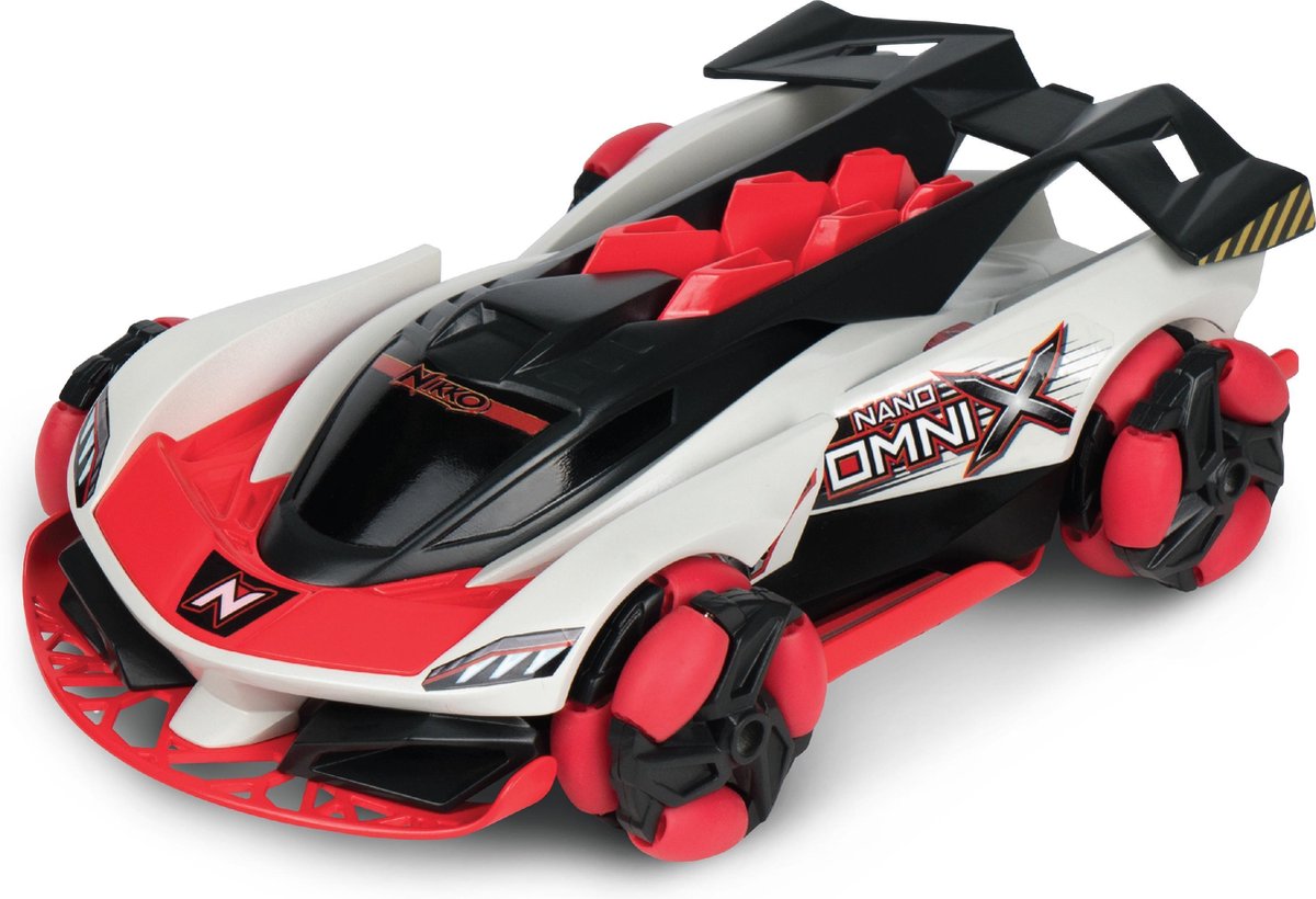 NIKKO RC 10201 Nano Omni X, Bestuurbare Auto RC Auto, Raceauto tot 14 km/h, Wielen Draaien in Meerdere Richtingen, Spint 360 Graden , 2,4 GHz, Inclusief USB Snellader, Voor Kinderen vanaf 6 Jaar & Volwassenen, ca. 24 cm, Rood