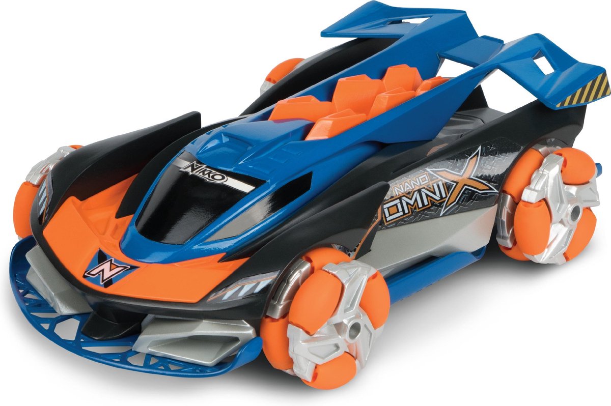 NIKKO RC 10202 Nano Omni X, Bestuurbare Auto RC Auto, Raceauto tot 14 km/h, Wielen Draaien in Meerdere Richtingen, Spint 360 Graden , 2,4 GHz, Inclusief USB Snellader, Voor Kinderen vanaf 6 Jaar & Volwassenen, ca. 24 cm, Blauw