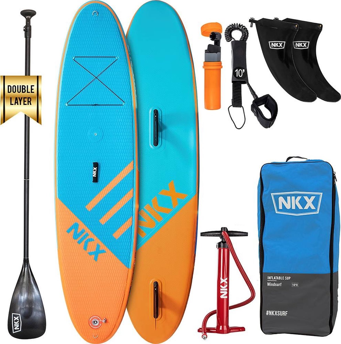 NKX Windsurf 9ft. 6 Opblaasbare SUP Blue - Orange