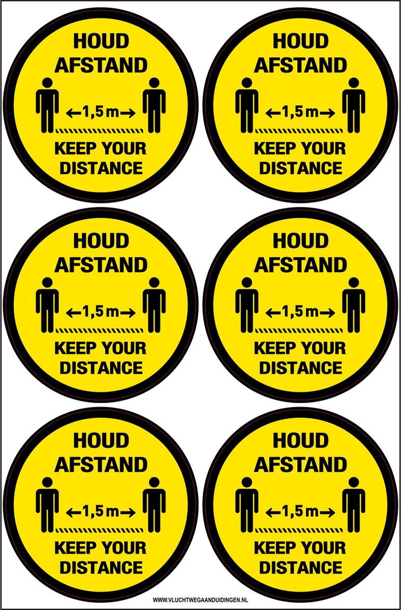 Houd afstand - keep your distance ø 10 cm Tweetalig - antislip - COVID-19 - Corona - sticker -  vloersticker